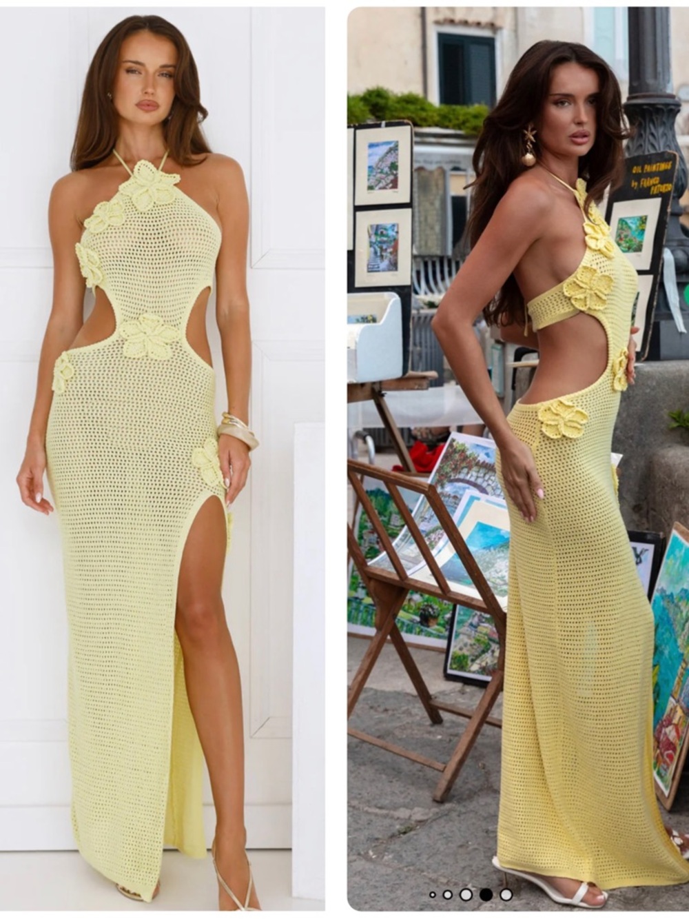 KNIT HALTER MAXI DRESS YELLOW
